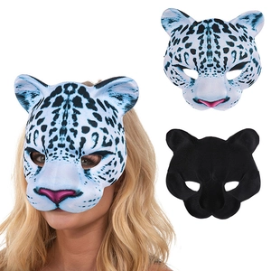 Snow Leopard Animal Mask Half Face EVA Fabric For Masquerade Party Cosplay Halloween Carnival Accessories