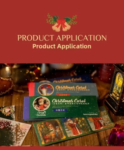 Close-up of vintage Christmas Carol sticker book for festive scrapbooking and journaling