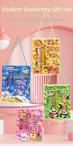 Detailed set of school stationery kits in colorful themed gift boxes for children