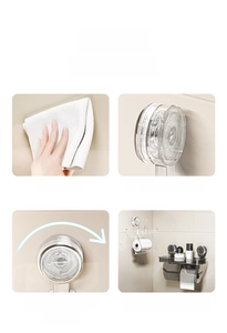 Four-step installation guide for wall-mounted vacuum suction cup toilet paper roll holder