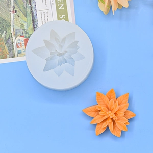 Christmas holly leaves and berries silicone mold with finished poinsettia fondant flower