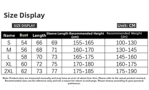 Size chart for men's knit sweater with measurements in CM and recommended height and weight