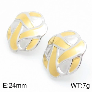 Two-tone intertwined mesh earrings in gold and silver finish, size 24mm weight 7g