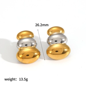 Boucles d'oreilles minimalistes à trois boules en acier inoxydable plaqué or 18k