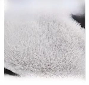 Detailed view of soft light grey faux fur lining for thermal winter cycling cap
