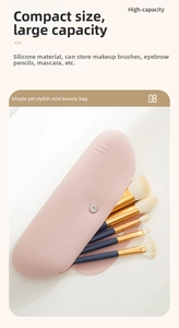 Portable silicone makeup brush holder travel cosmetic bag organizer for daily use tool.