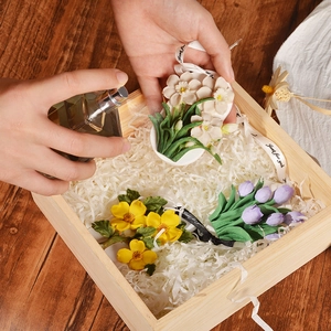 Set regalo diffusore in gesso floreale con scatola di legno per aromaterapia