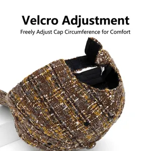 Women's tweed baseball cap featuring an adjustable velcro strap for a custom fit