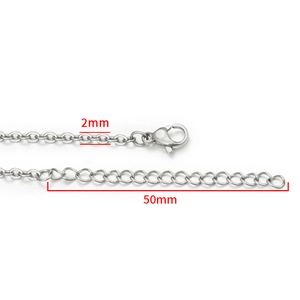 2mm golden stainless steel O-chain necklace with lobster clasp and 50mm extension chain