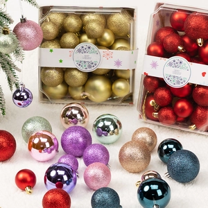 Christmas ball ornament set with 42 pieces in various colors and finishes for tree decor