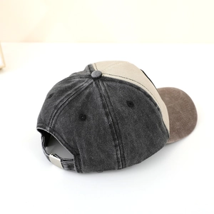Vintage colorblock kids baseball cap with dinosaur embroidery and adjustable metal buckle