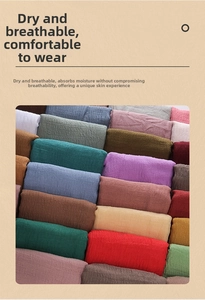 Texture detail of breathable cotton linen scarves showing rich colors and crinkle fabric