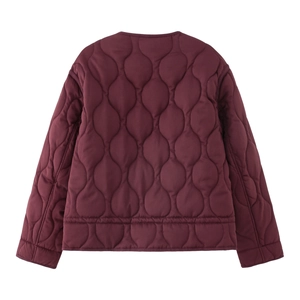 Gesteppte burgunderrote Winterjacke mit Zwiebelsteppmuster und Füllung für Damen