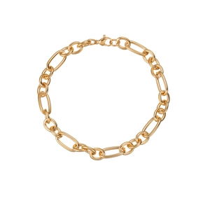 Bracciale a catena a maglie ovali dorate stile hip hop con chiusura a moschettone