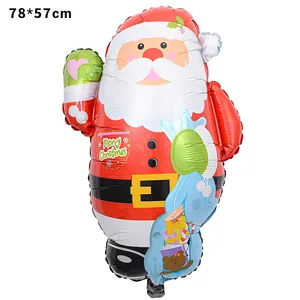 Macro view of Santa Claus foil balloon for Christmas decoration, size 78x57cm
