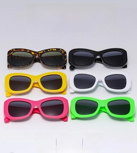 Detailed grid view of Y2K retro thick frame sunglasses in multiple vibrant candy colors