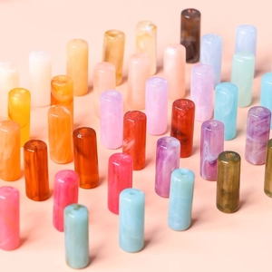 Colorful marble pattern cylindrical acrylic beads for DIY necklace and earring making