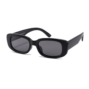 Kids black polarized sunglasses with rectangular silicone frame for UV protection