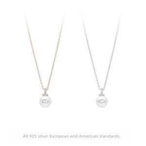 925 Sterling Silver Artificial Pearl Pendant Necklace With Zircon Elegant Minimalist Jewelry For Women Wedding Travel Gift