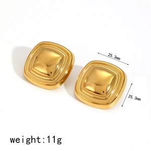 Boucles d'oreilles carrées dorées, clous minimalistes en acier inoxydable 25,3mm