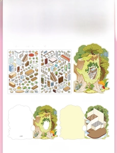 Detail of DIY 2.5D treehouse sticker set with PET material and folding card scene
