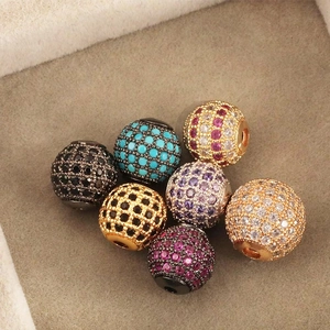 Colorful zircon paved round spacer beads for DIY jewelry bracelets and necklaces