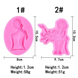 Set di stampi in silicone per torte festa della mamma con sagome femminili a rilievo