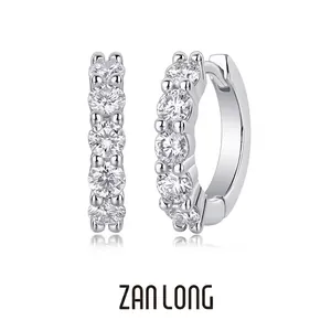 925 Sterling Silver Moissanite Hoop Earrings For Women Luxury Pave Setting Round Cut Moissanite Jewelry Gift For Wedding Dating