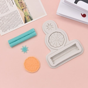 Silicone mold for DIY cinnamon, star anise, and lemon slice shaped cake decorations