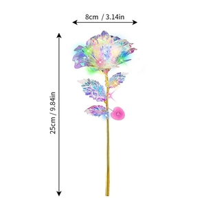 Luminous colorful gold foil rose with LED light 25cm artificial flower gift for women