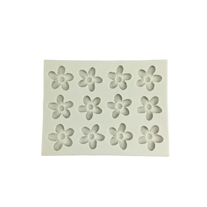 White silicone 12-cavity 5-petal flower mold for chocolate and fondant making
