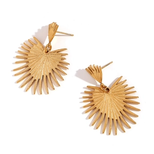 Irregular sunburst gold-plated heart earrings made of durable stainless steel