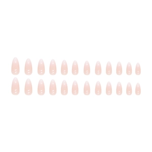 Minimalist gradient light pink almond-shaped press-on nails set with glossy jelly finish