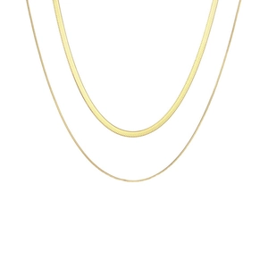 Minimalist double-layer 18K gold plated stainless steel snake chain necklace set for women