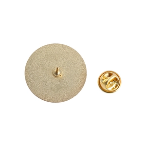 Golden mathematical pi symbol enamel pin badge with secure butterfly clutch backing