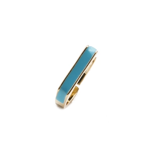 Detail of gold-plated open ring featuring a polished sky blue enamel inlay surface
