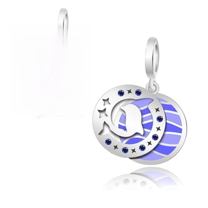 Dolphin and starry night pendant charm with Always in my heart engraving for DIY bracelet