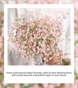 Close-up of pink artificial Gypsophila flowers with dense floral clusters for decor