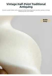 Macro di candeliere in ceramica bianca opaca con trama vintage a piccoli punti neri