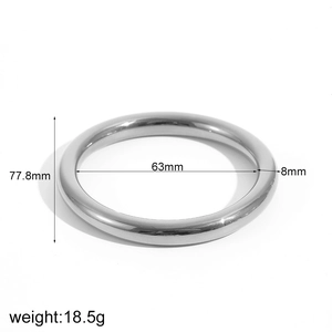 Bracelet jonc ouvert en acier poli avec diamètre extérieur 77,8mm et intérieur 63mm