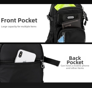 Tactical chest bag featuring large capacity front pocket and secure rear phone storage