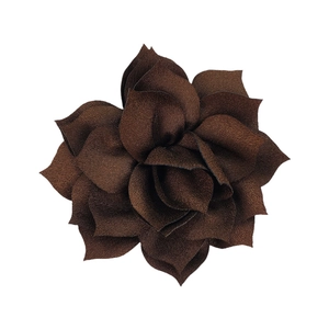 Top view of 8cm dark brown multi-layered fabric lotus flower for DIY hair accessories