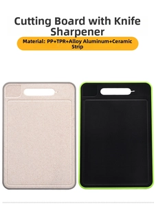 Multifunctional double-sided cutting board with built-in garlic grinder and knife sharpener