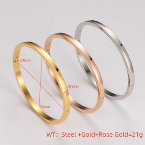 Set de 3 brazaletes de acero inoxidable de 4mm en color oro, oro rosa y plata