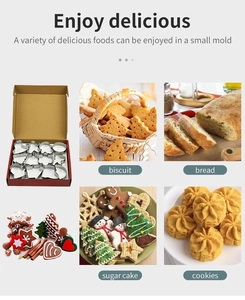 Detailansicht des Edelstahl Weihnachtsplätzchen Formensets mit verschiedenen Gebäckformen.