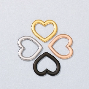 Heart Shaped Hollow Out Stainless Steel Pendant Connector Double Hole DIY Jewelry Making Accessory Minimalist Style