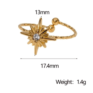 Detailansicht goldener Sternring mit Maßen 13mm und einem Gewicht von 1,4g
