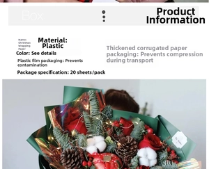 Close-up of waterproof Christmas gift wrapping paper used for flower bouquet decoration