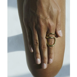 Minimalist Stainless Steel Twisted Line Ring For Women 18K Gold Plated Irregular Geometric Wave Ring Fashion Jewelry