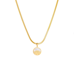 Tree Of Life Necklace And Earrings Titanium Steel Mother Of Artificial Pearl Gold Snake Chain Jewelry For Women Elegant Hypoallergenic
